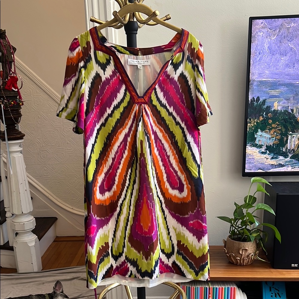 🦚 Vintage Trina Turk Mini Dress – Size 2